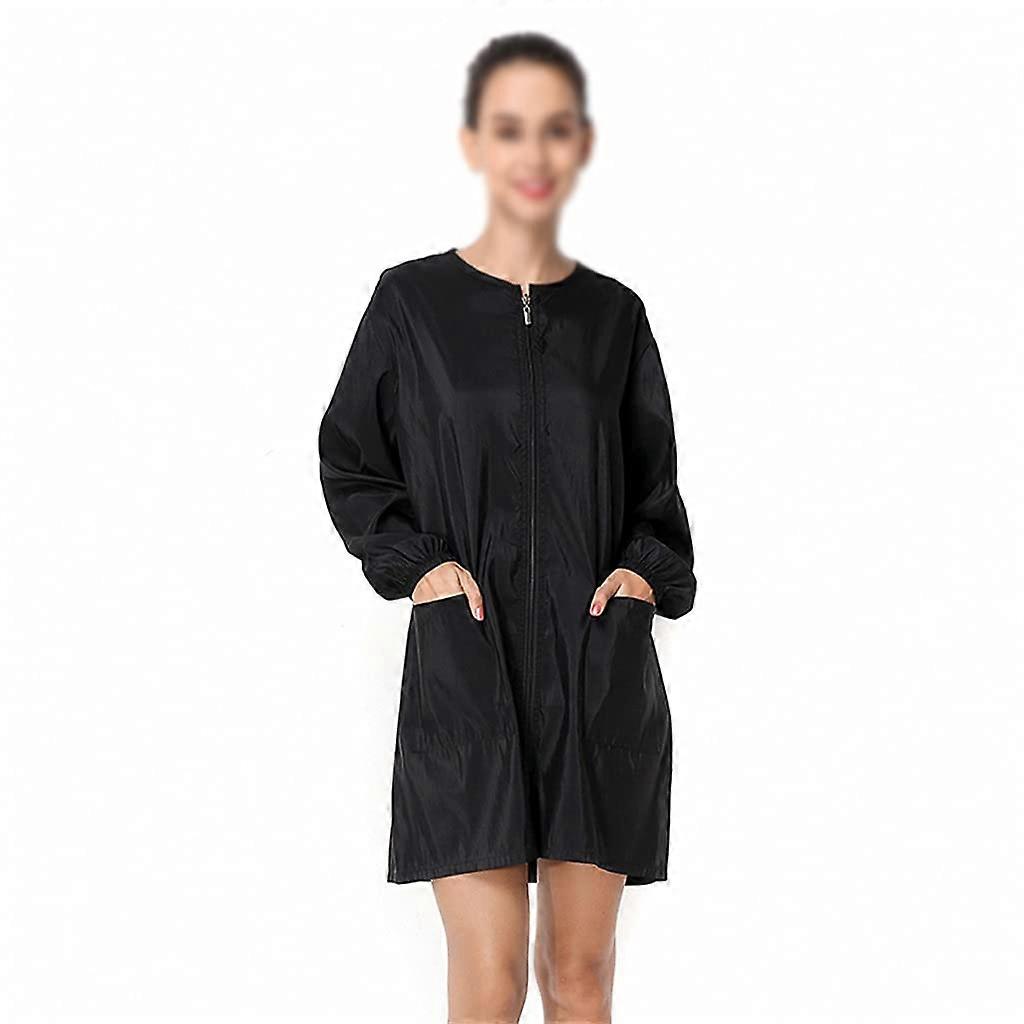 Barber Cape Full Coverage Waterproof Salon Apron with Pockets Adjustable Closure XLarge Black