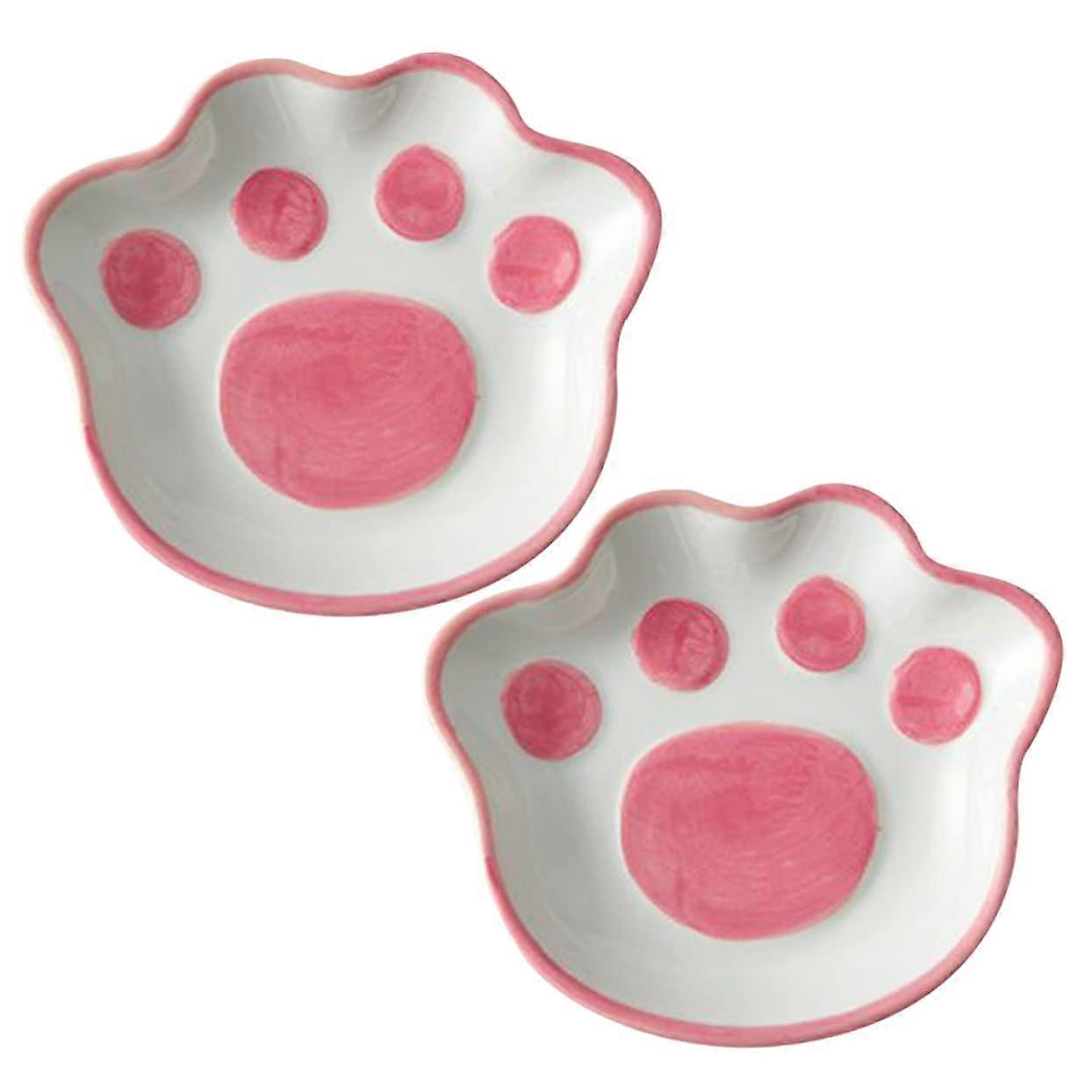 2pcs Ceramic Soy Sauce Dipping Dish Cat Design Stackable Bowls Microwave Dishwasher Safe