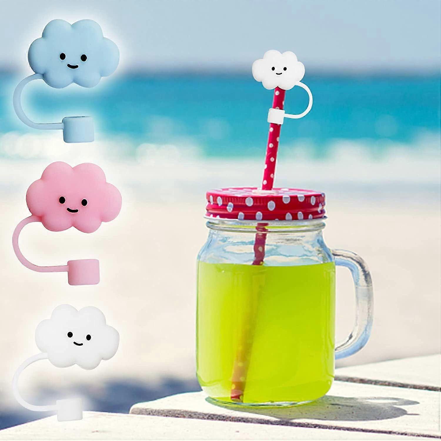 2Pcs Straw Tips Cover Straw Covers Cap for Reusable Straws Cloud Shape Straw