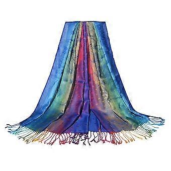 Bufanda de algodón jacquard Chaleco de viaje étnico colorido para mujeres Bufanda de borla de algodón cálido para otoño e invierno