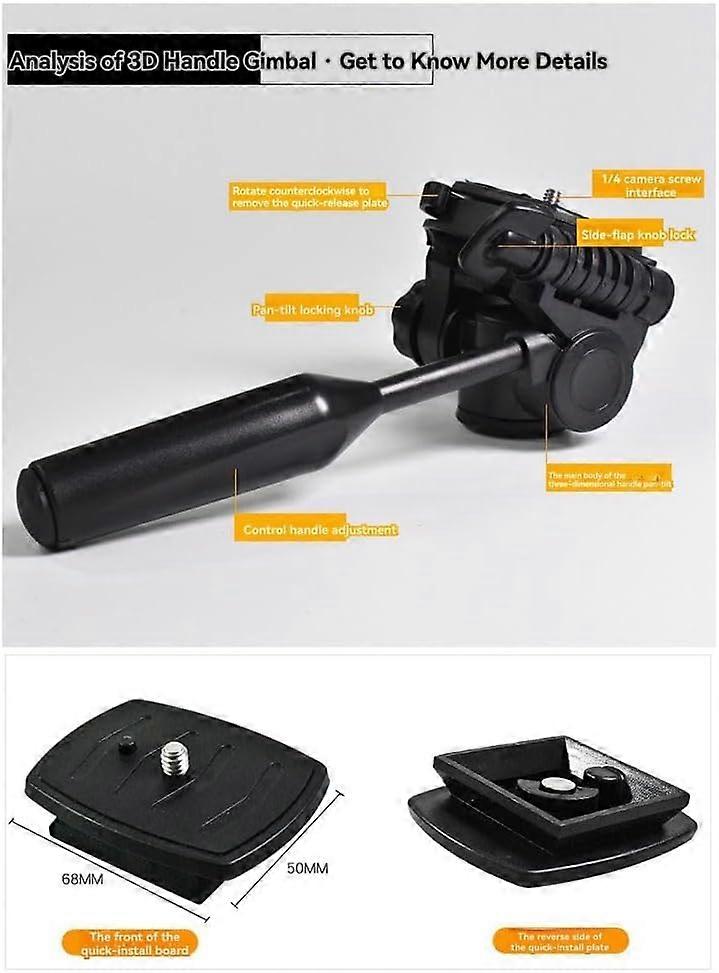 Tripod Fluid Head 360° Panoramic Rotation Adjustable Camera Tripod Head with Quick Release Plate