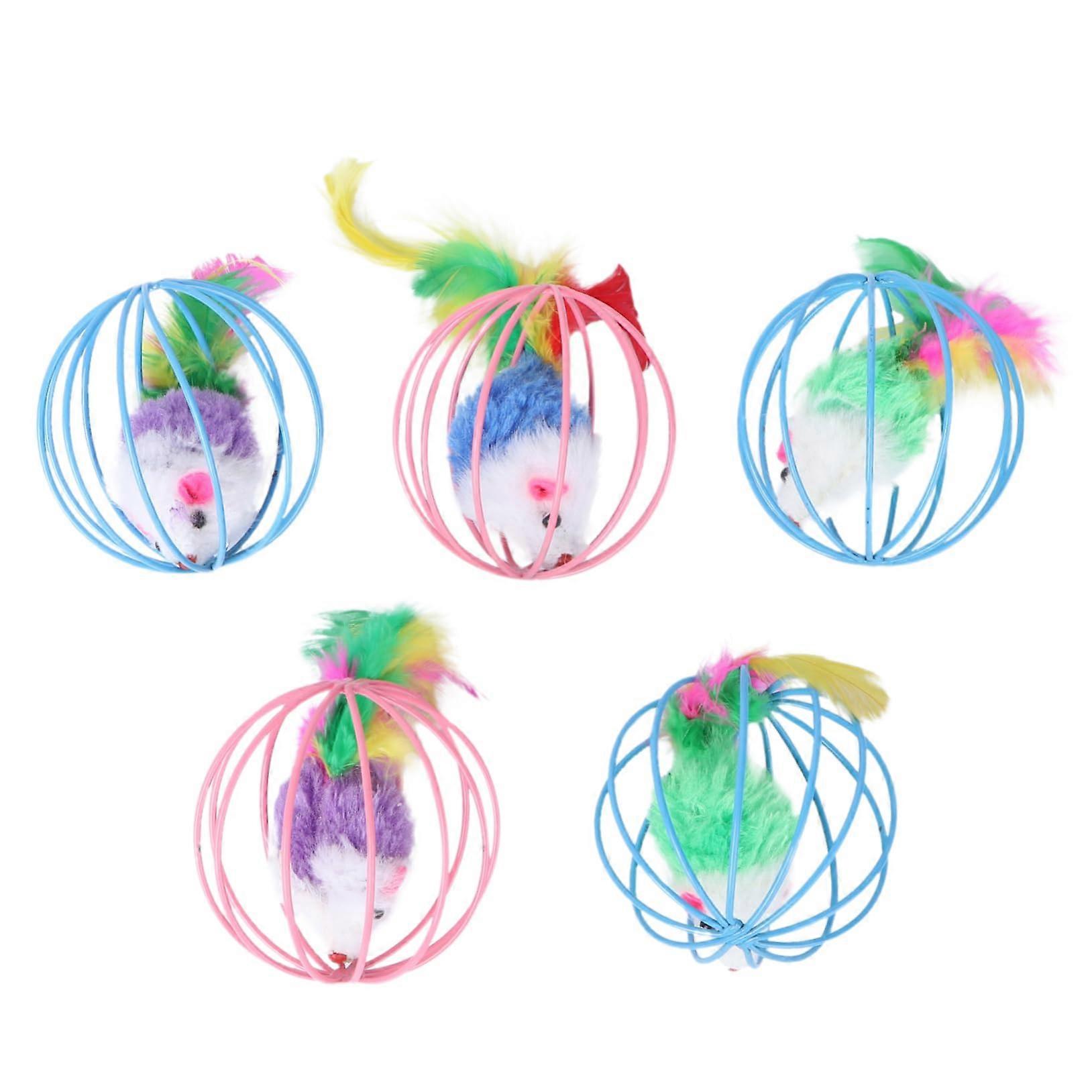 5pcs Interactive Plush Mouse Cat Toys with Bright Colors for Safe and Fun Playtime