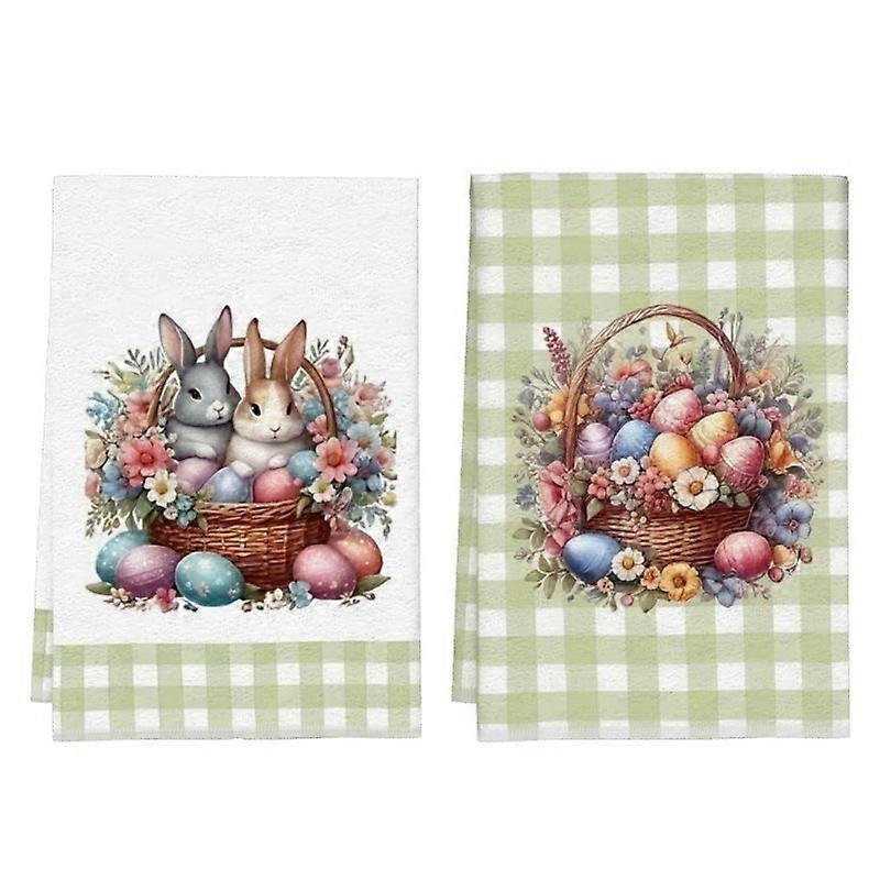 Lot de 2 torchons de cuisine à motifs d'œufs de Pâques (40 x 60 cm), ultra-absorbants et doux, parfaits pour la cuisine, la pâtisserie, le nettoyage des mains et autres usages.