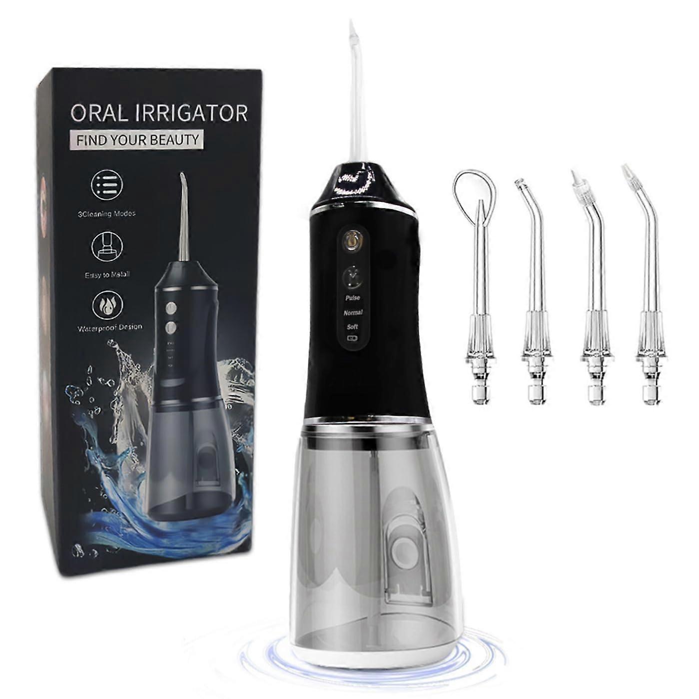 Water Flosser for Sensitive Gums with Gentle Start, 3 Modes, TypeC Fast Charging, Black