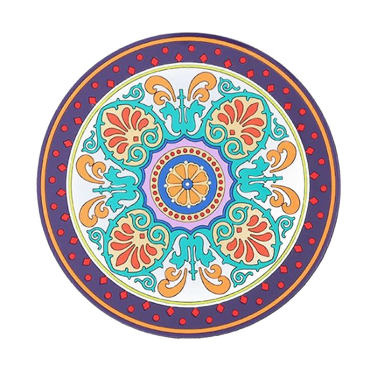 Thickened Silicone Heat Insulation Pad Retro Floral Pattern Round High Temperature Resistant