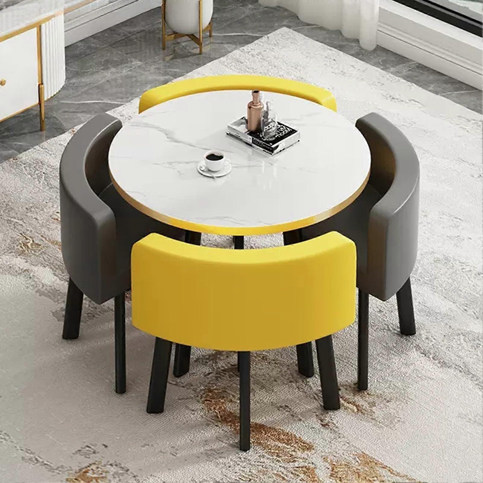 Round Table and Chair Set for Office Reception, Compact Dining Set for Small Spaces, Easy Clean