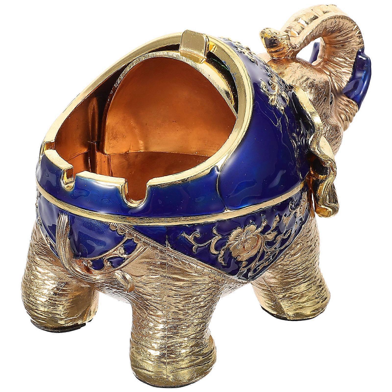 Blue Elephant Shaped Ashtray for Butt Container 1Pcs Office Use
