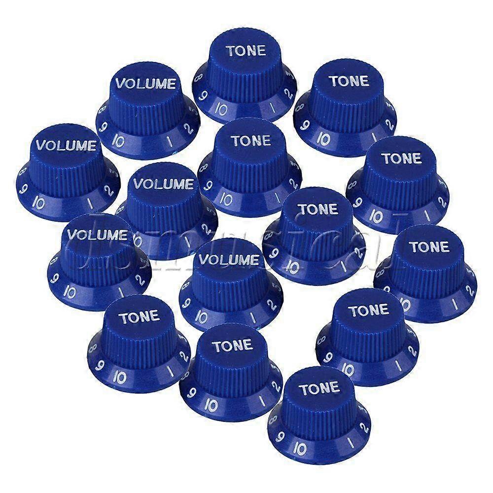 Electric Guitar Knobs Dark Blue 1V2T Volume and Tone Set with White Numbers 5pcs Replacement