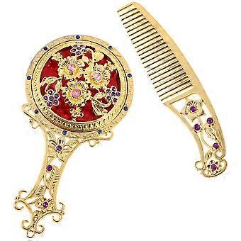 1 Set Portable Makeup Mirror Mini Vanity Mirror with Comb Elegant Mirror