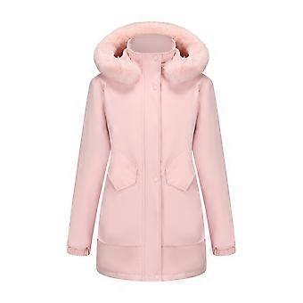 Bomullskåpe Dame 2025 Vinter Mellomlang Parka Pluss Fløyel Koreansk Stil Stor Pelskrage Pluss Fløyelskåpe