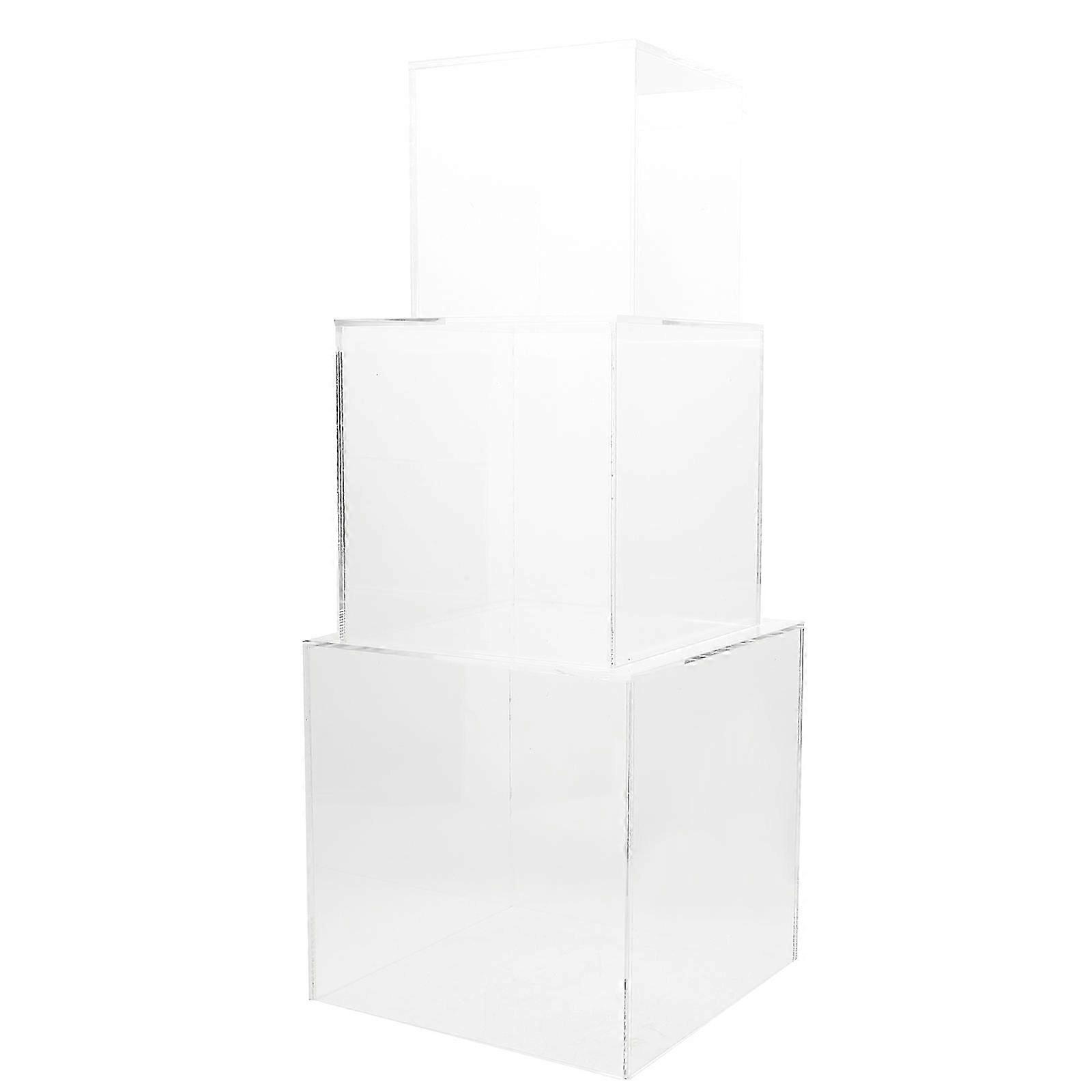 Acrylic Display Boxes for Display 3Pcs Clear Acrylic Cube Set