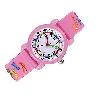 Waterproof Children Wristwatch Kids Cartoon Quartz Watch 1Pcs Pink Design