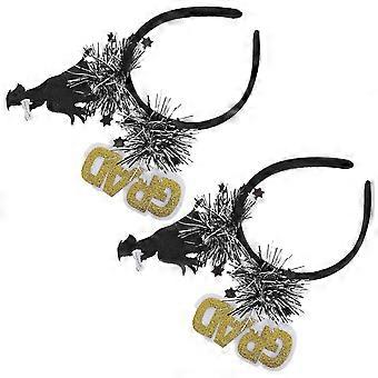 Grad Cap Bachelor Cap Headband for Party 2Pcs Graduation Ceremony Headwear Accessories