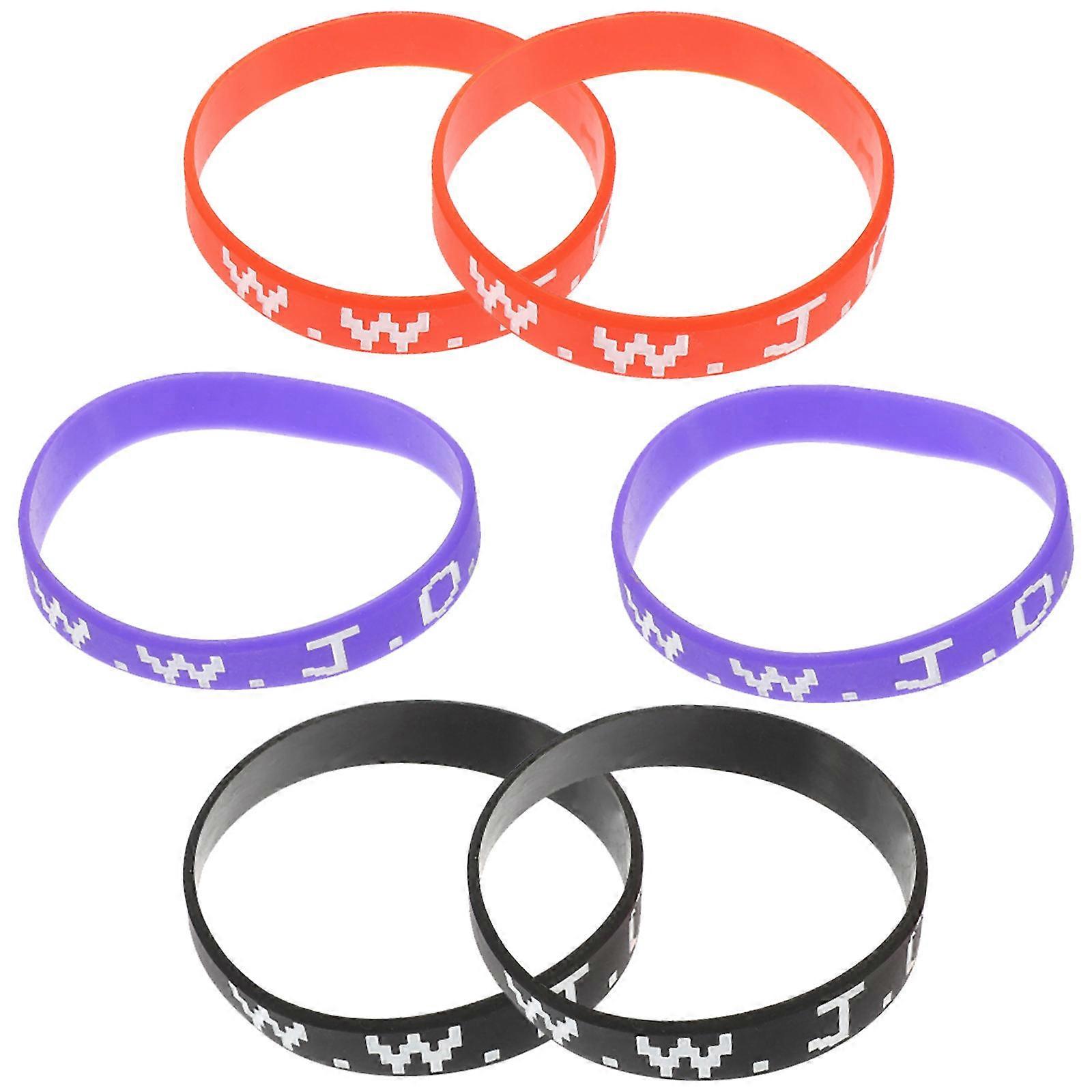 Black Silicone Bracelets Decorative Multi-Function Stretch Bracelets 6Pcs