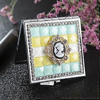 Handmade DIY Diamond Portable Double Sided Folding Mirror