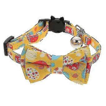 28x4x1.5cm Yellow Pet Collars Harnesses 1pc Cat Collar Pet Collar With Bell Cat Bow Tie Collar Nec