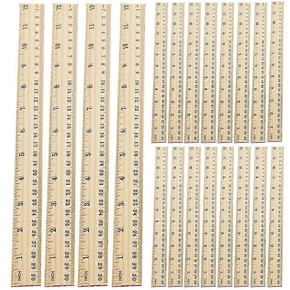 Wooden Rulers Multi-Function Drawing Measuring Tools 20Pcs