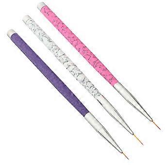 Nail Art Beauty 3Pcs Nail Liner Brush Set for Precise Manicure Artistry