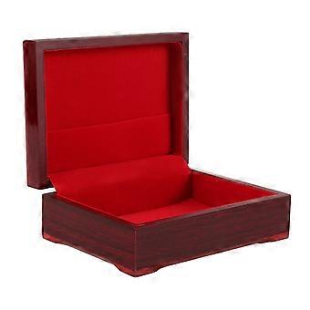 Brown Wooden Poker Box Vintage Storage Case for Practical Use 4Pcs