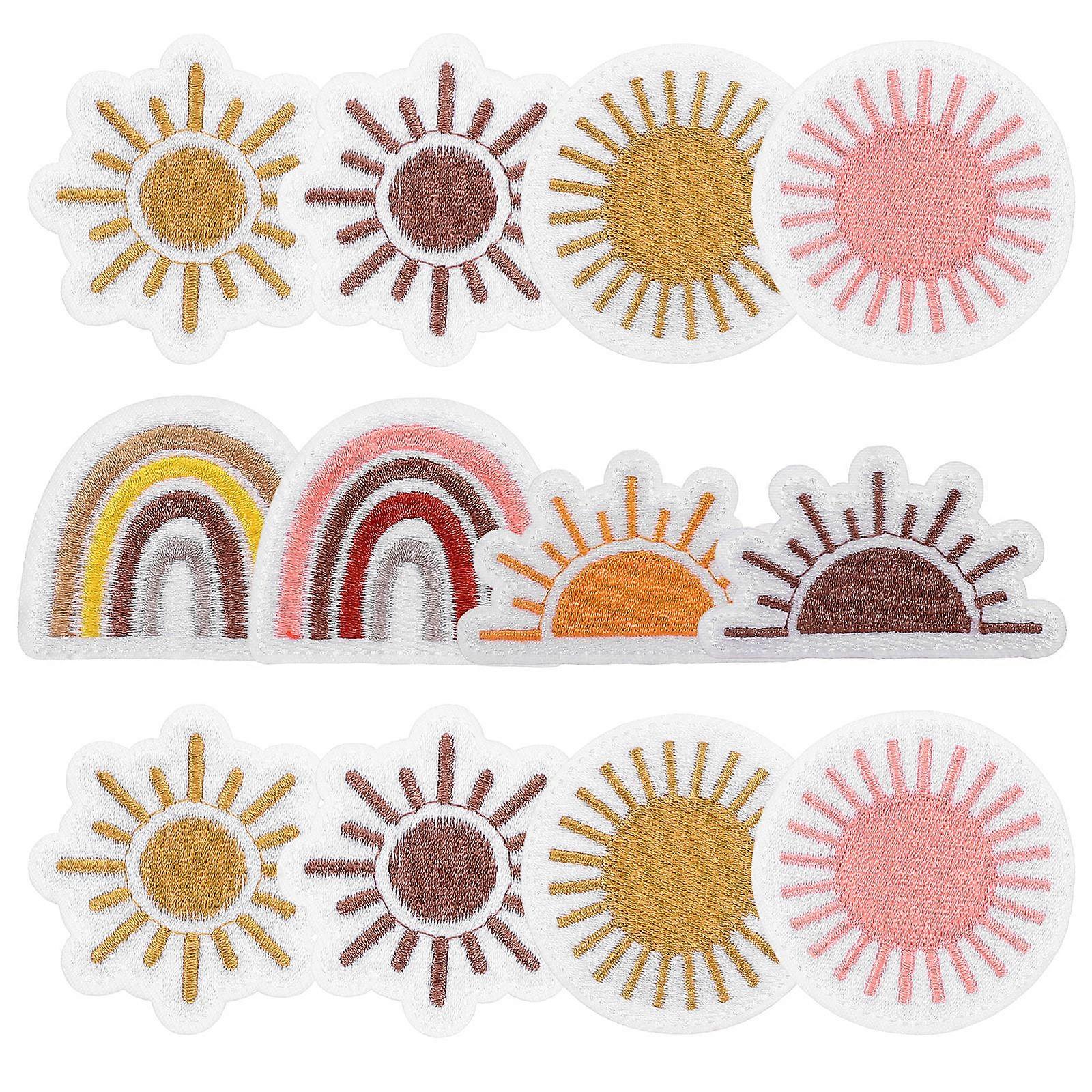 16 Pcs Brodé Applique Patchs Patchs Décoratifs Soleil Broderie Patchs Soleil Forme Patch