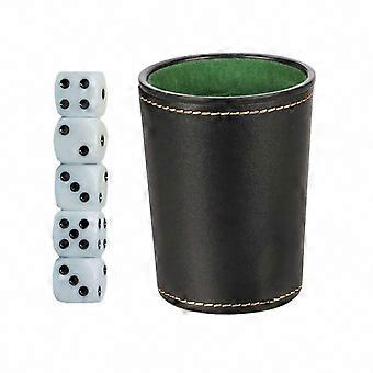 PU Leather Dice Cup and Shaker for Quiet Shaking, Travel, and Parties