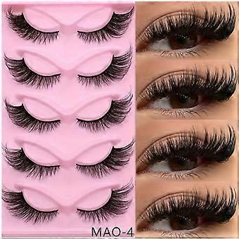 Cat Style False Lashes Multipack 5 Pairs, Thick Volume Fluffy Curl, Washable for Carnival & Daily Wear, Soft Comfortable for Beginners