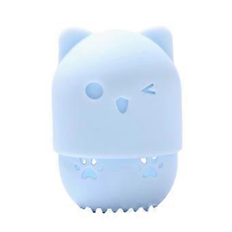 Silicone Makeup Sponge Holder Skyblue Cat Shaped Travel Organizer for Easy Item Retrieval