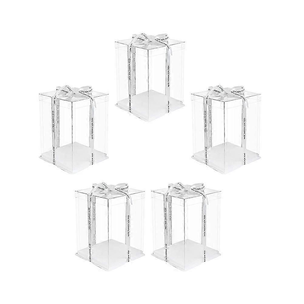 Födelsedagstårtask Vit Transparent Tårtask Packask 5st