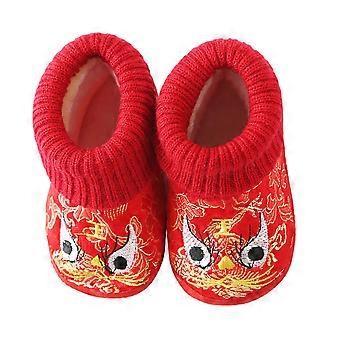 1 Pair of Winter Shoes Children Warm Shoes Embroidered Casual Footwear for Kid