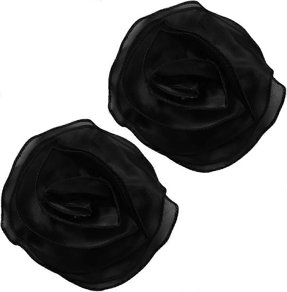 Flower Polyester Multi-strand Brooches Black 150mm