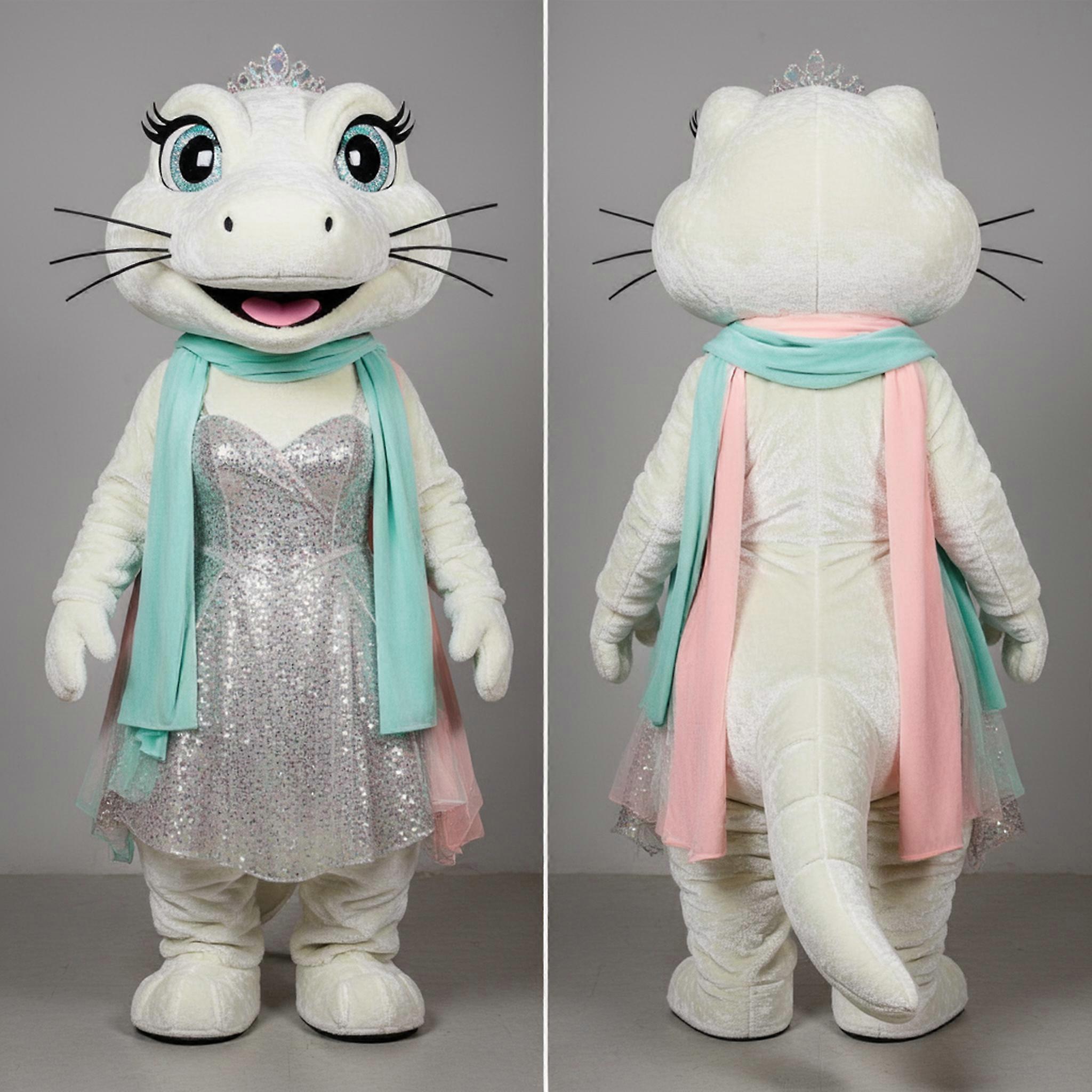 MASTICOT Velvet White Sparkling Lizard Mascot