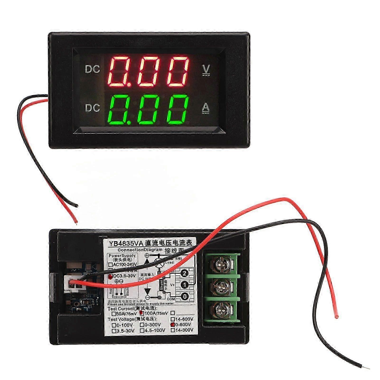 YB4835VA Digital Voltmeter Ammeter DC 600V 100A Decimal Point Automatic Shift Dual Display Current Voltmeter