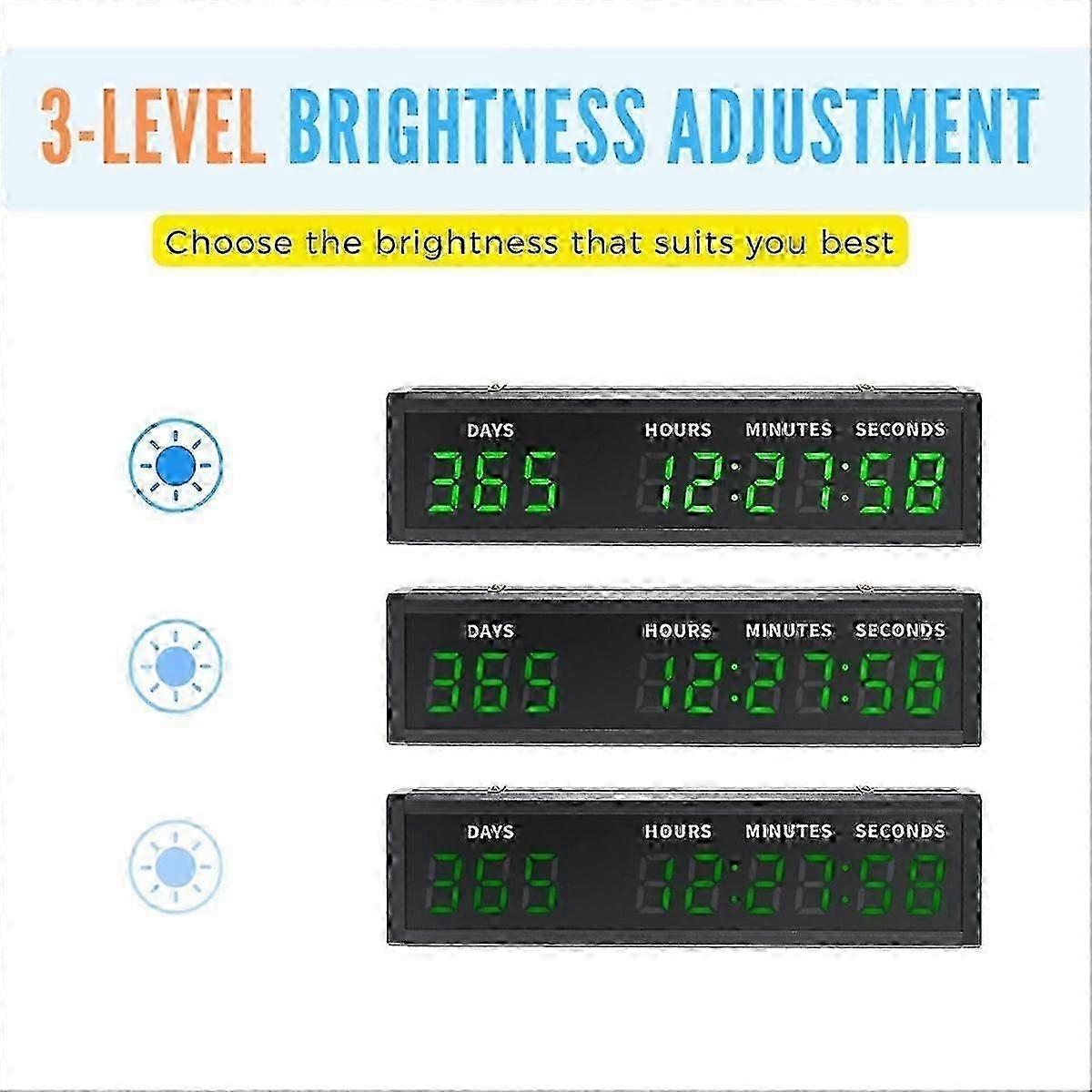 Large-screen digital countdown clock, LED large-screen countdown timer, suitable for Christmas, retirement, birthdays (EU).