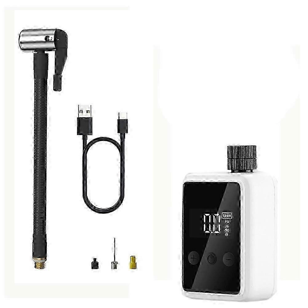 Mini Portable Bicycle Pump 150PSI Pump With Digital PSI White