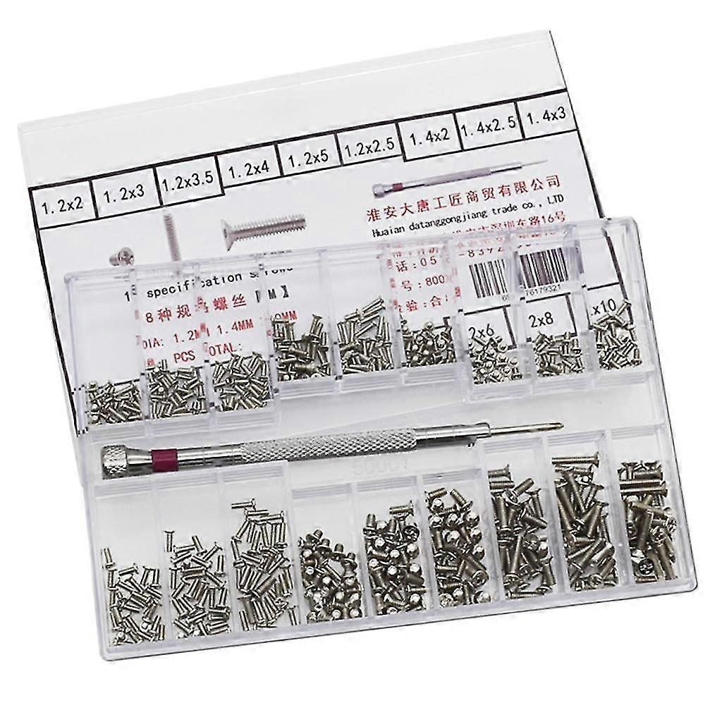 500pcs Tiny Screws Nuts + Screwdriver Watch Electronics Eyeglasses Screws [MI]