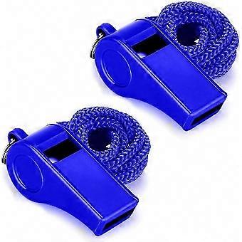 Super Loud Whistle with Lanyard, 2-Pack Blue Plastic Sports Whistle for Coaches