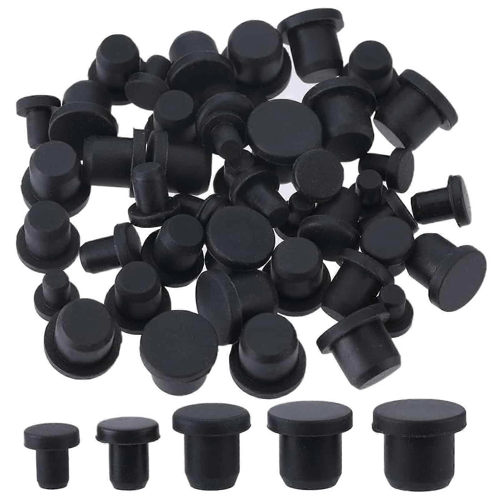 Silicone Bottle Stoppers Five Sizes Round Black