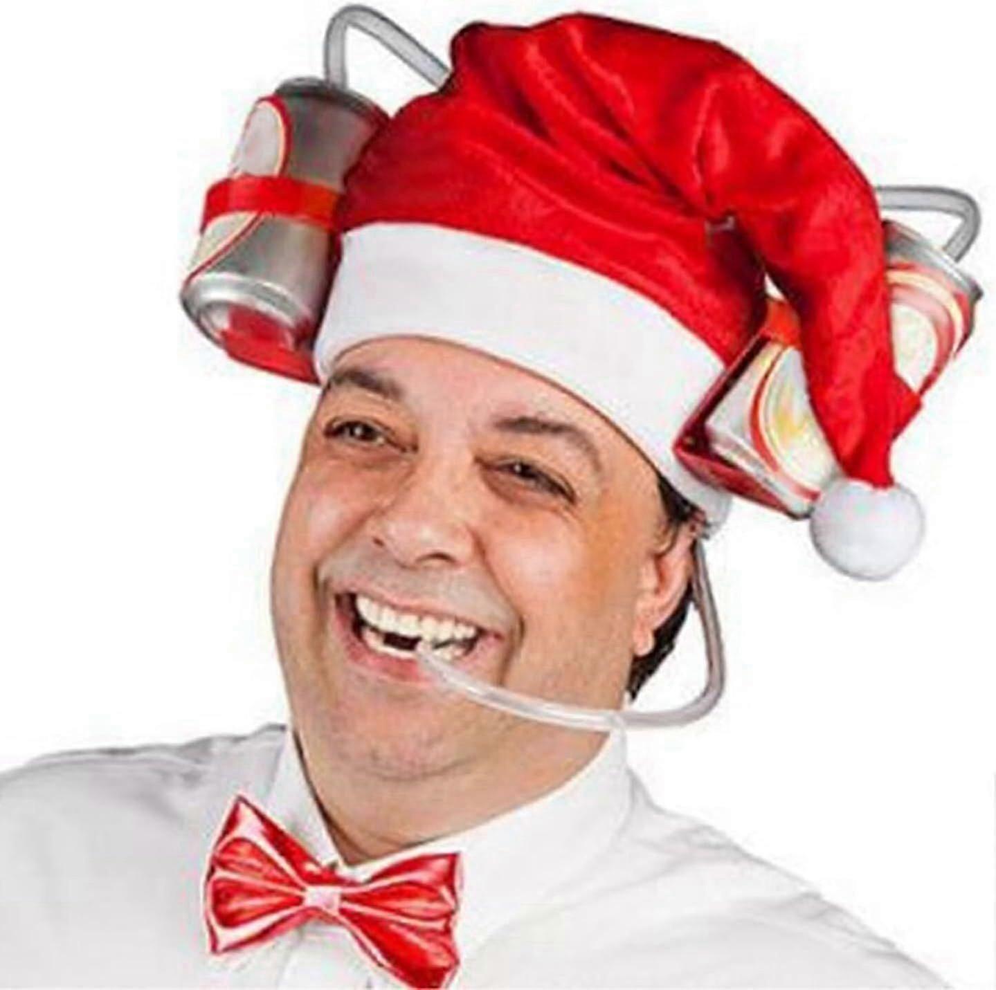 Adjustable Christmas Beer Hat with Can Holder