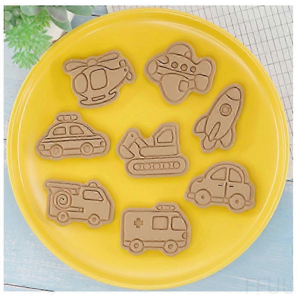 8-Piece Plastic Vehicle Cookie Embosser Set