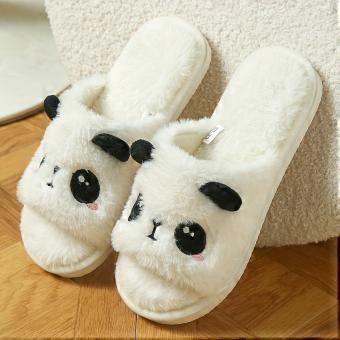 Unisex Plush Panda Slippers, Cute Soft Fuzzy Indoor House Shoes with Cushioned Foam Sole, All-Season Hand Washable Slippers for Men and Women