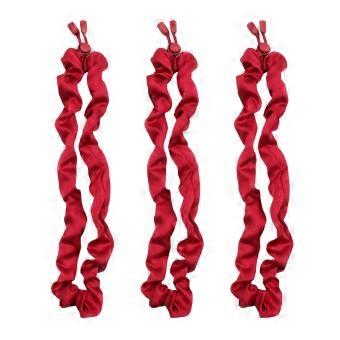 3Pcs Burgundy Silk Heatless Curling Headband Set for Overnight No Heat Curls with Elastic Hold