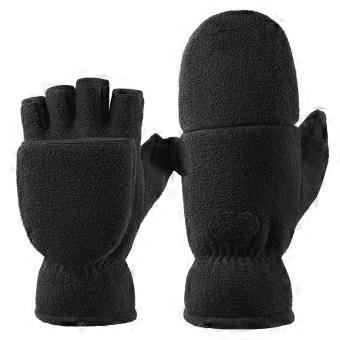 Convertible Flip-Top Fleece Gloves, Half Finger Warm Mittens for Men & Women, Winter Gloves for Riding, Photography & Outdoor Use