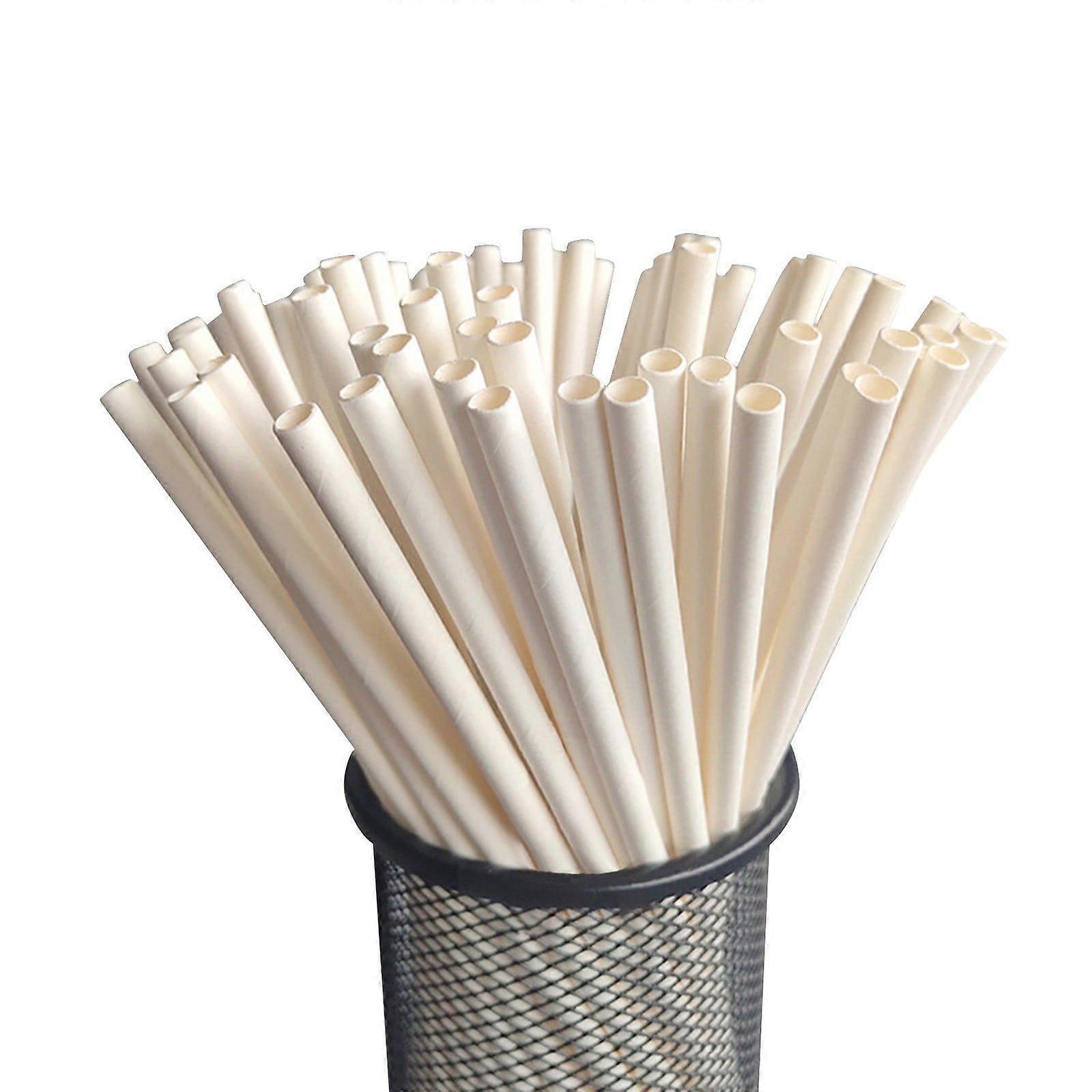 25pcs Biodegradable Paper Straws White