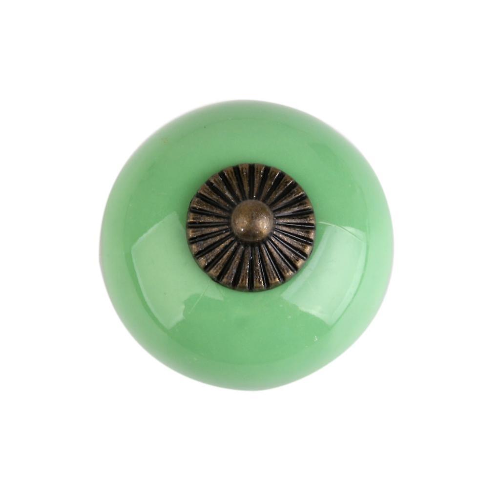 Vintage Round Drawer Cabinet Cupboard Door Pull Handle Knob Decor Green