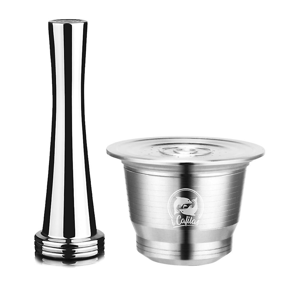 Refillable Coffee Capsule Filter Pod with Spoon for Nespresso with Tamper