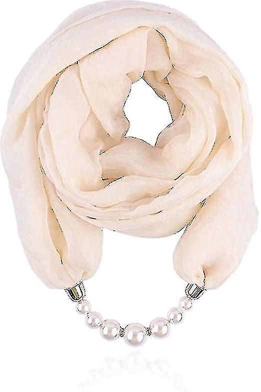 Donne's Sciarpe Multiuso Unico Pendente Sciarpa Collana Elegante Infinity Sciarpa Con Accessorio Gioiellibeige
