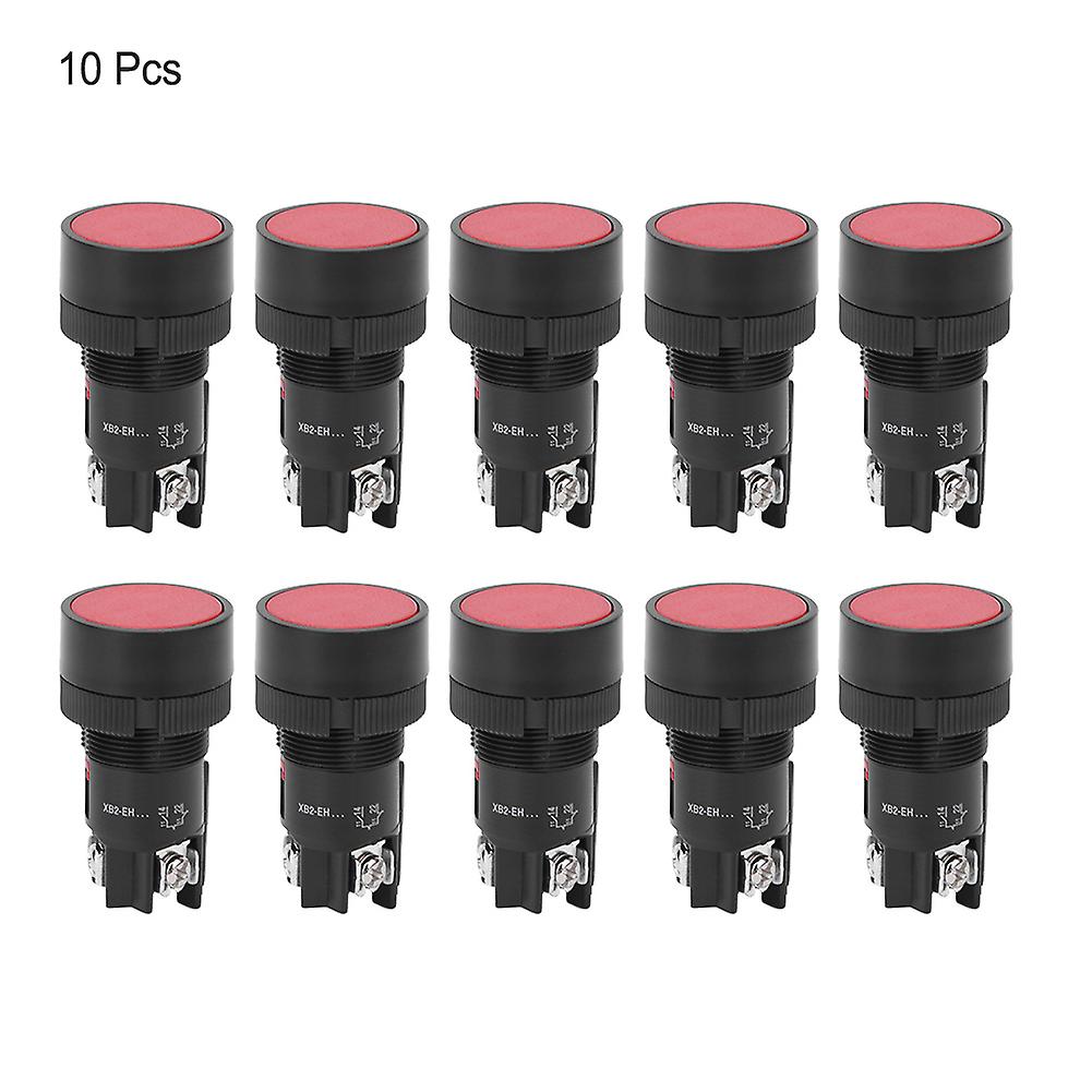 10 Pcs XB2 EH145 Red Push Button Switch 660V 10A, Self-Locking Control Switch