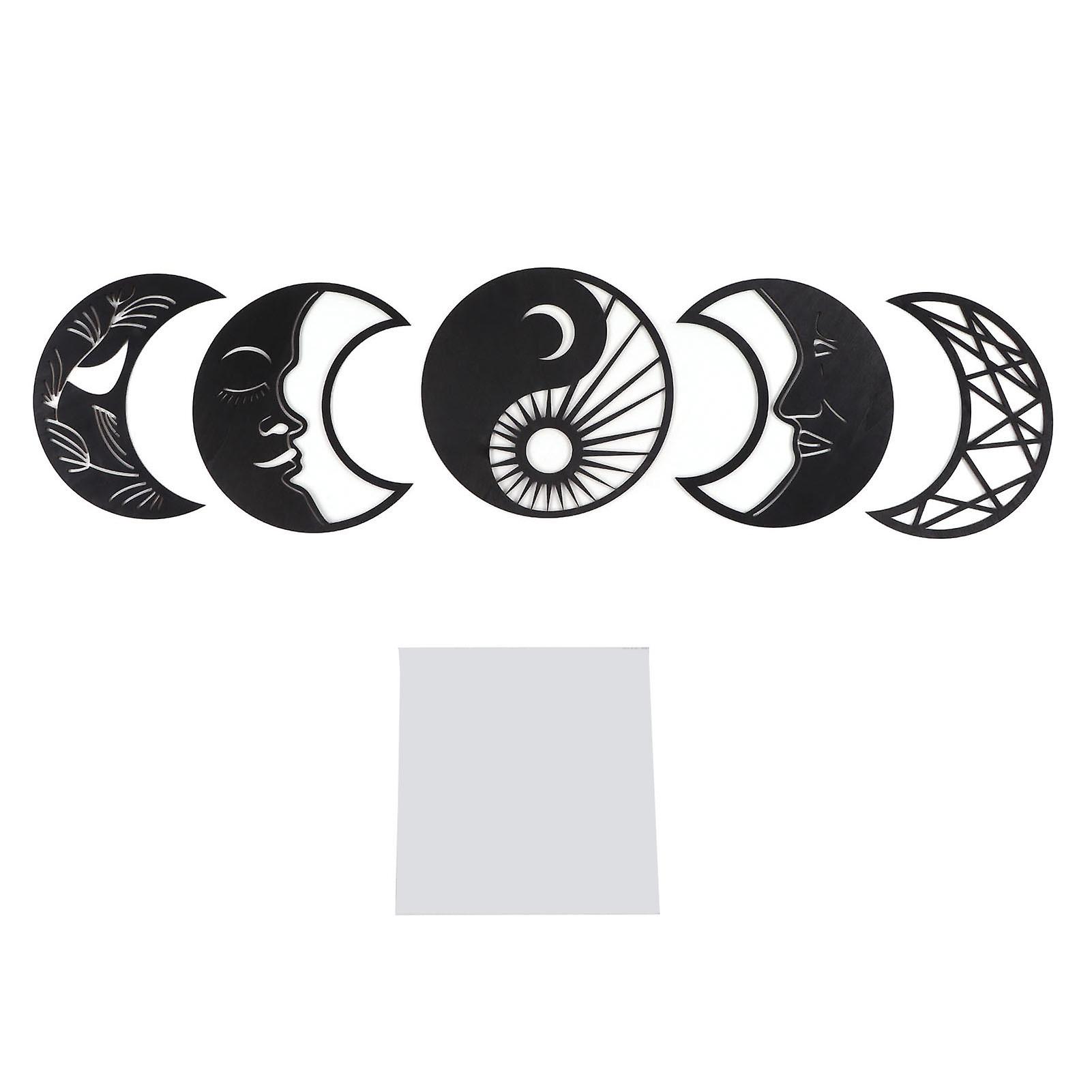 Custom Black Wooden Moon Phase Wall Decals