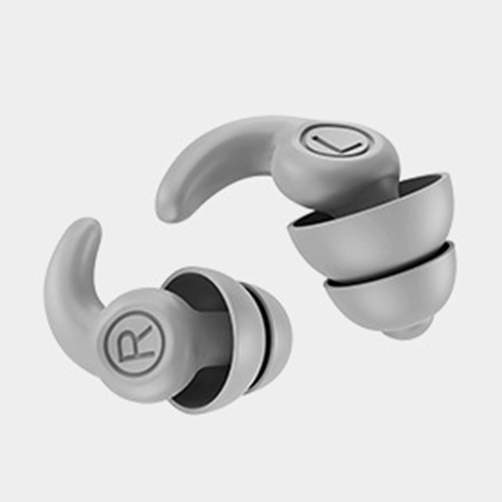 1 Pair Silicone Ear Plugs for Sleep Noise Reduction Sound Isolating Noise Cancelling Reusable Earplugs Third Generation Gray