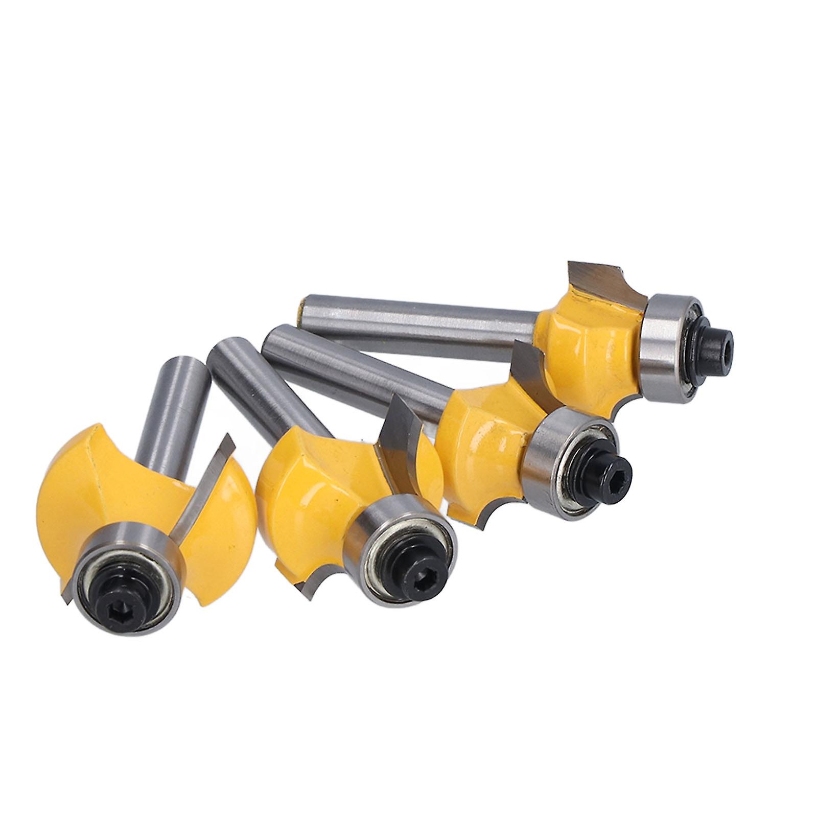 4Pcs 1/4in Shank Round Over Flush Trim Router Bit Set Kit
